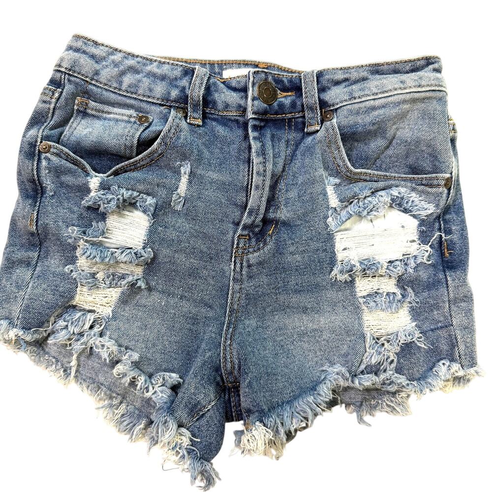 Almost Famous Women's Y2K Distressed Jean Shorts- Size 1